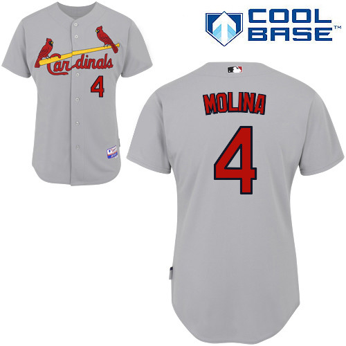 Yadier Molina #4 MLB Jersey-St Louis Cardinals Men's Authentic Road Gray Cool Base Baseball Jersey